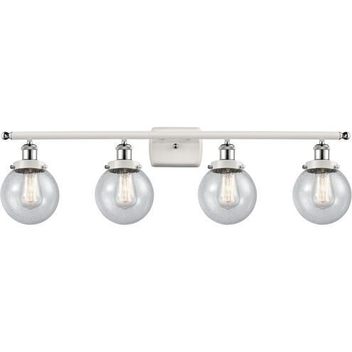 Ballston Beacon LED 36 inch White and Polished Chrome Bath Vanity Light Wall Light in Seedy Glass