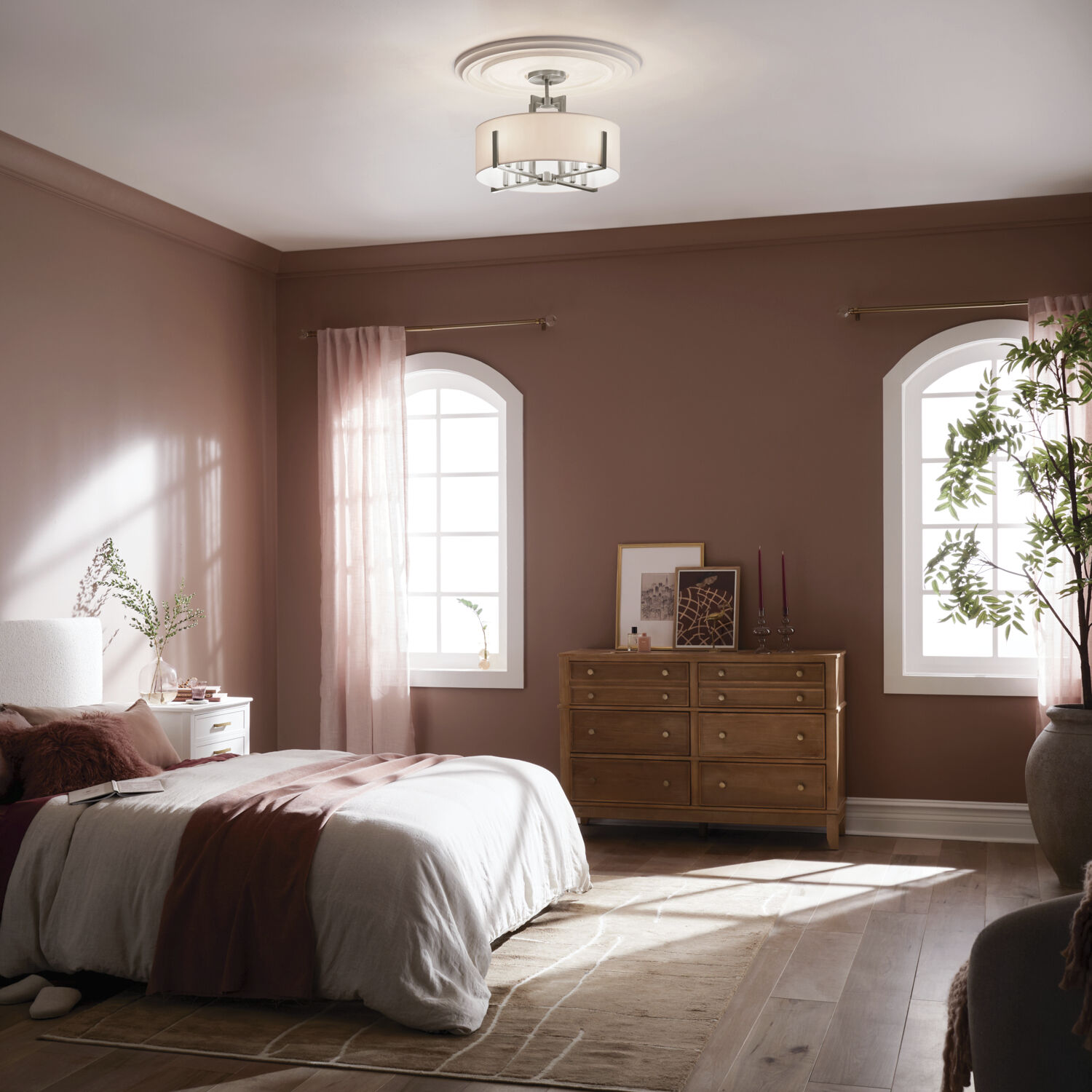 Malen LED 20 inch Classic Pewter Semi Flush Mount Ceiling Light