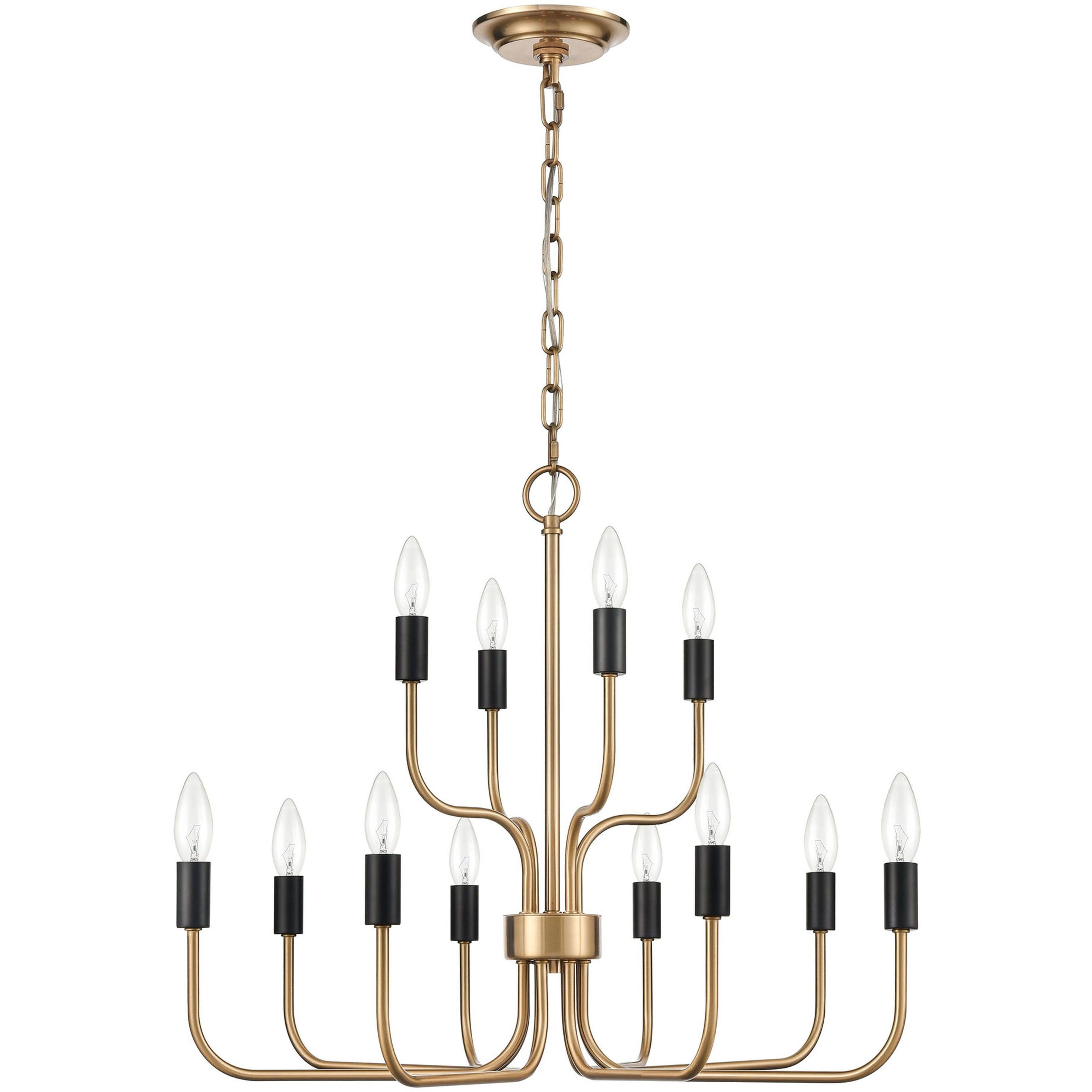Epping Avenue 12 Light 24 inch Aged Brass with Matte Black Chandelier Ceiling Light