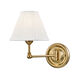Classic No.1 1 Light 7.5 inch Aged Brass Wall Sconce Wall Light in Off-White Pleated Silk