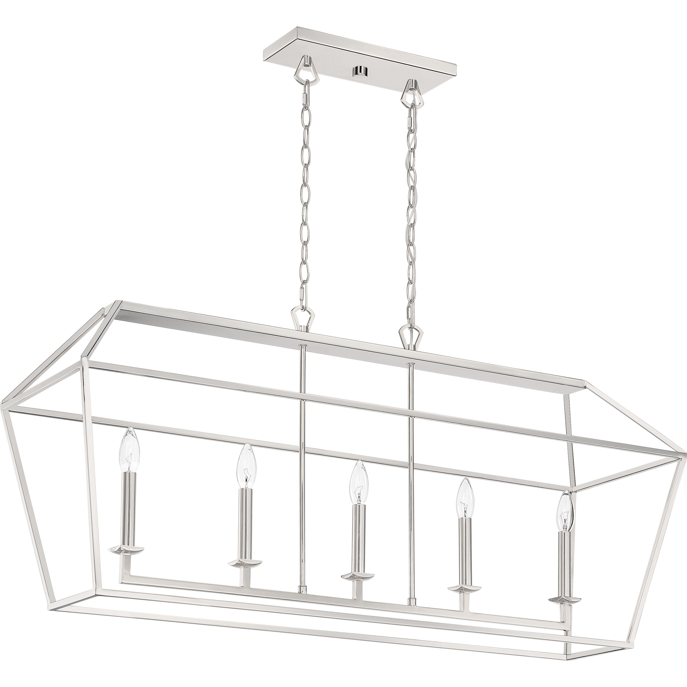 Aviary 5 Light 42 inch Polished Nickel Island Chandelier Ceiling Light