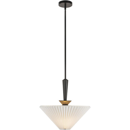 Alora Mood Bridgette 1 Light 16.38 inch Matte Black Pendant Ceiling Light in Matte Black and Folded White, Linen Shade