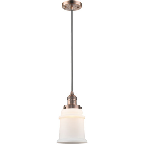 Franklin Restoration Canton 1 Light 6 inch Antique Copper Mini Pendant Ceiling Light in Incandescent, Matte White, Franklin Restoration
