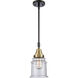 Franklin Restoration Canton 1 Light 6.5 inch Black Antique Brass Mini Pendant Ceiling Light in Seedy Glass