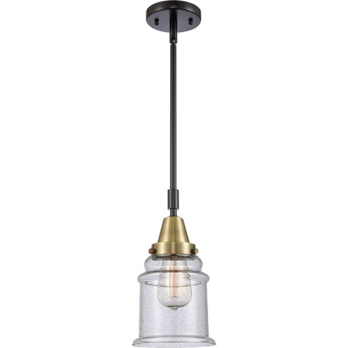 Franklin Restoration Canton 1 Light 6.5 inch Black Antique Brass Mini Pendant Ceiling Light in Seedy Glass