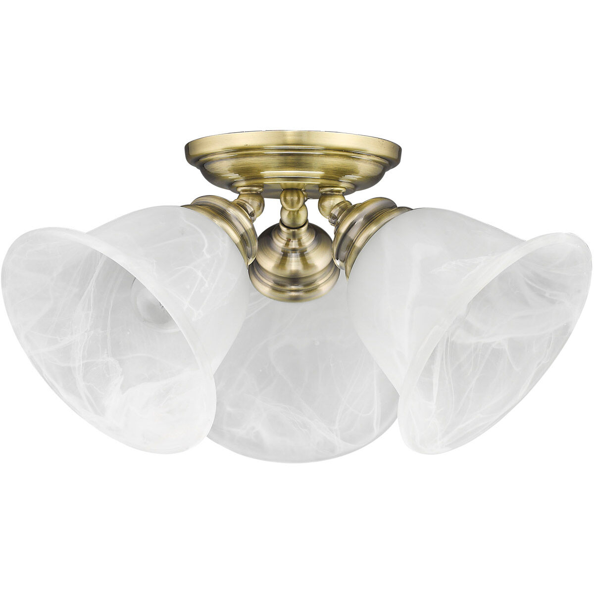 Essex 3 Light 15 inch Antique Brass Semi-Flush Mount Ceiling Light