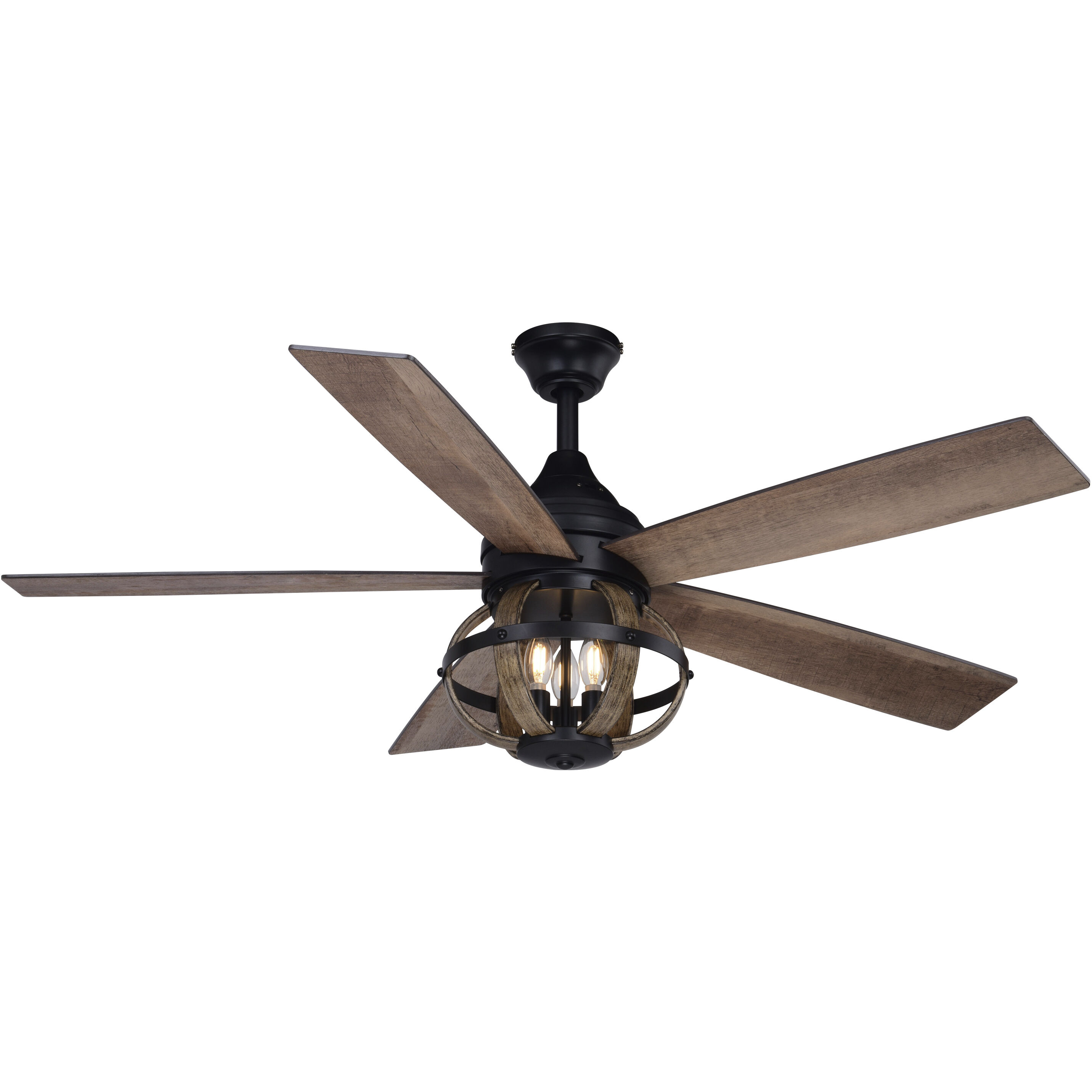 Huron 23.39 inch Black and Burnished Teak with Burnished Teak-Black Walnut Blades Ceiling Fan