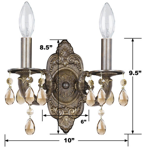 Paris Market 2 Light 10 inch Venetian Bronze Sconce Wall Light in Golden Teak Hand Cut