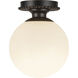 Alora Mood Otis 1 Light 7.88 inch Matte Black/Glossy Opal Glass Semi-Flush Mount Ceiling Light