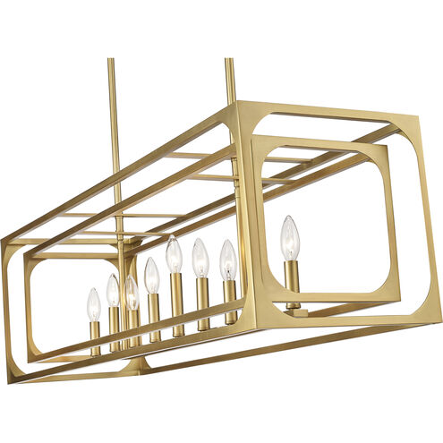 Easton 9 Light 44 inch Rubbed Brass Linear Chandelier Ceiling Light