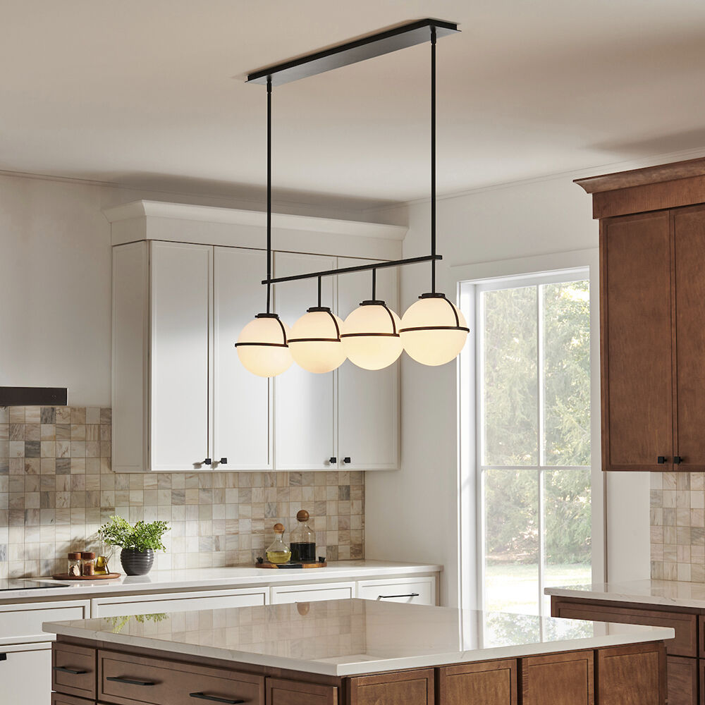 Hollis 4 Light 42.25 inch Black Indoor Linear Chandelier Ceiling Light