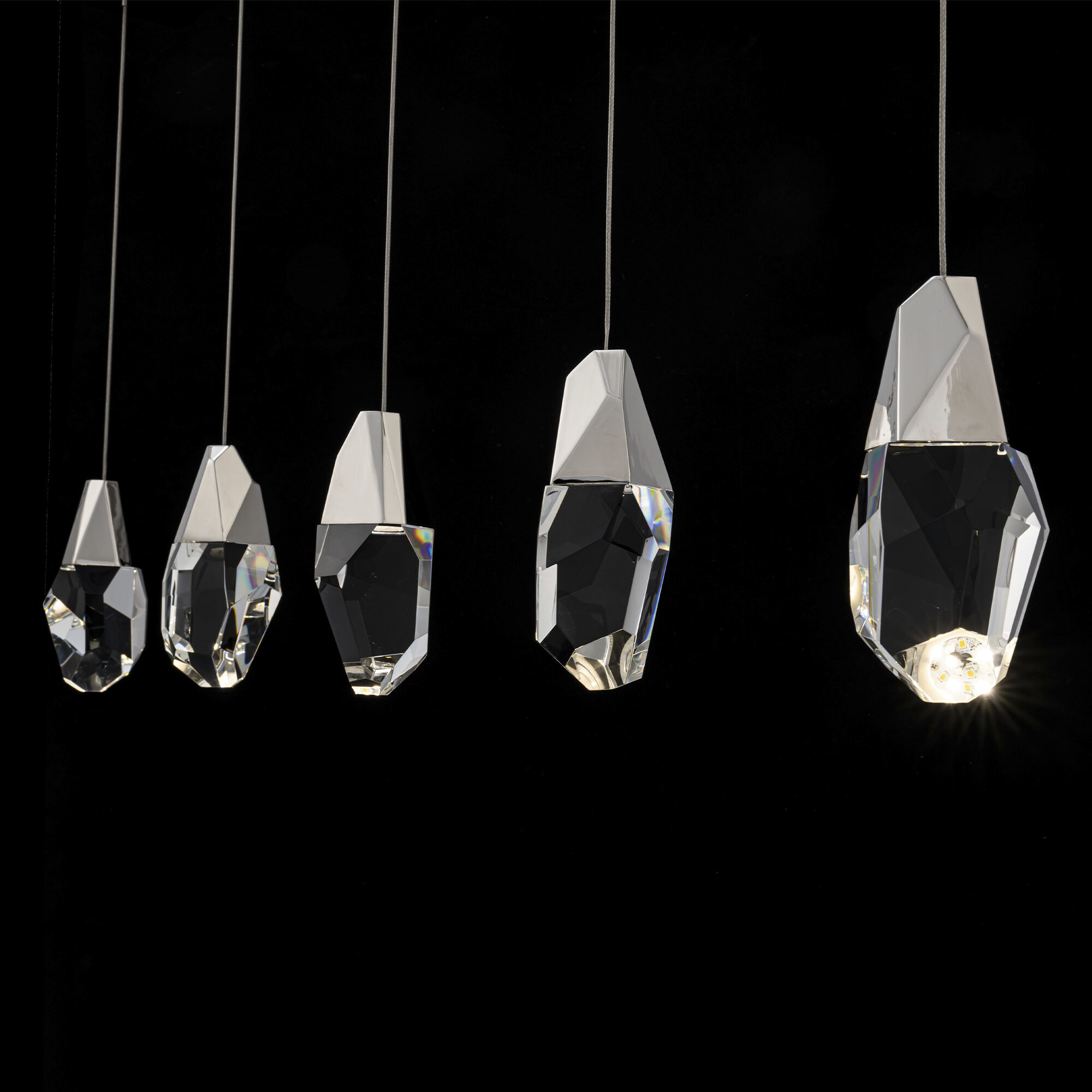 Beyond Martini LED 5.5 inch Black Multi-Light Pendant Ceiling Light in Optic, Linear Canopy