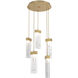 Parallel LED 18.6 inch Gilded Brass Chandelier Ceiling Light in 3000K LED, Clear Granite, Round Multi-Port