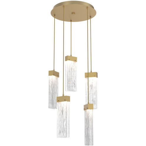 Parallel LED 18.6 inch Gilded Brass Chandelier Ceiling Light in 3000K LED, Clear Granite, Round Multi-Port