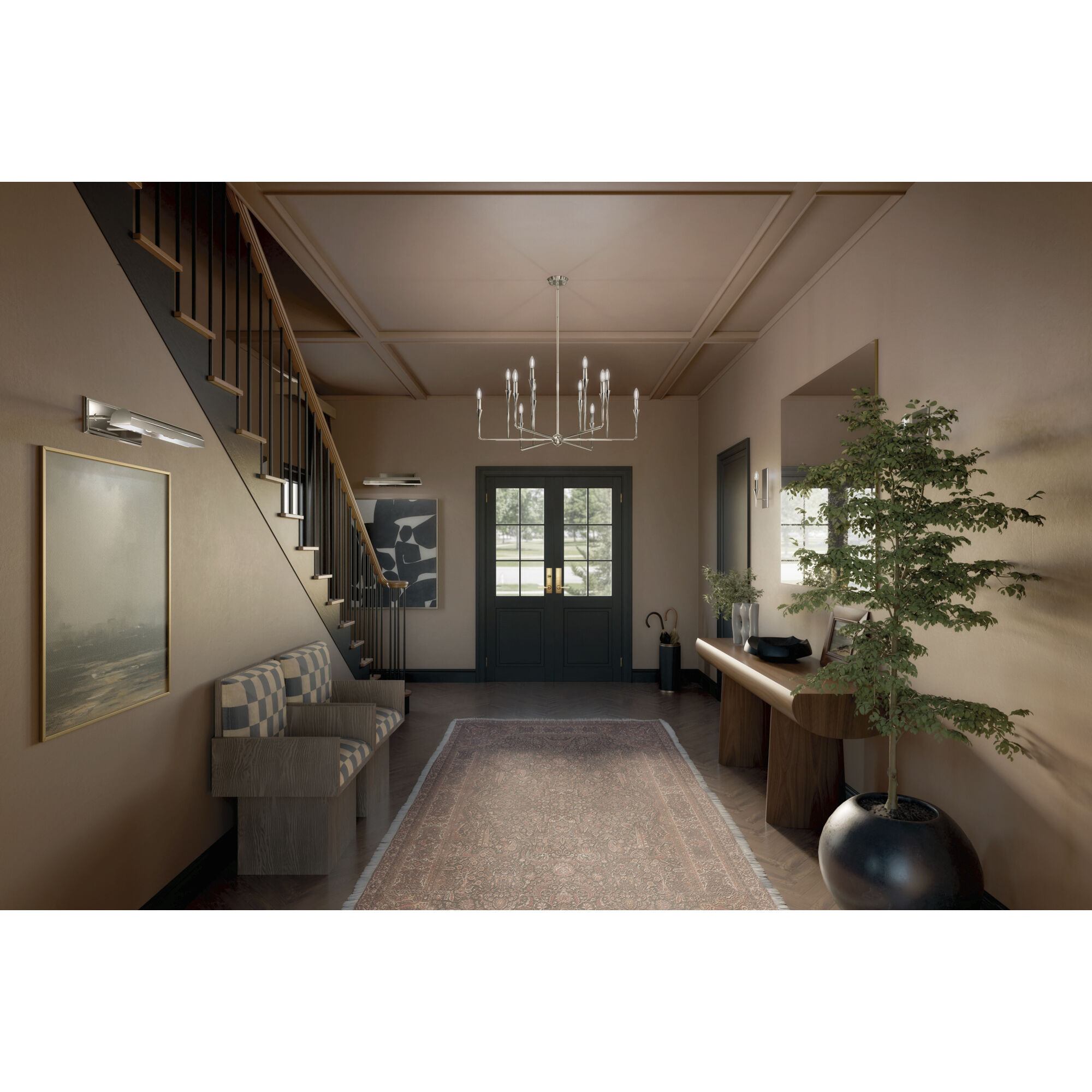 Alvaro 12 Light Polished Nickel Chandelier Multi Tier Ceiling Light, Multi Tier