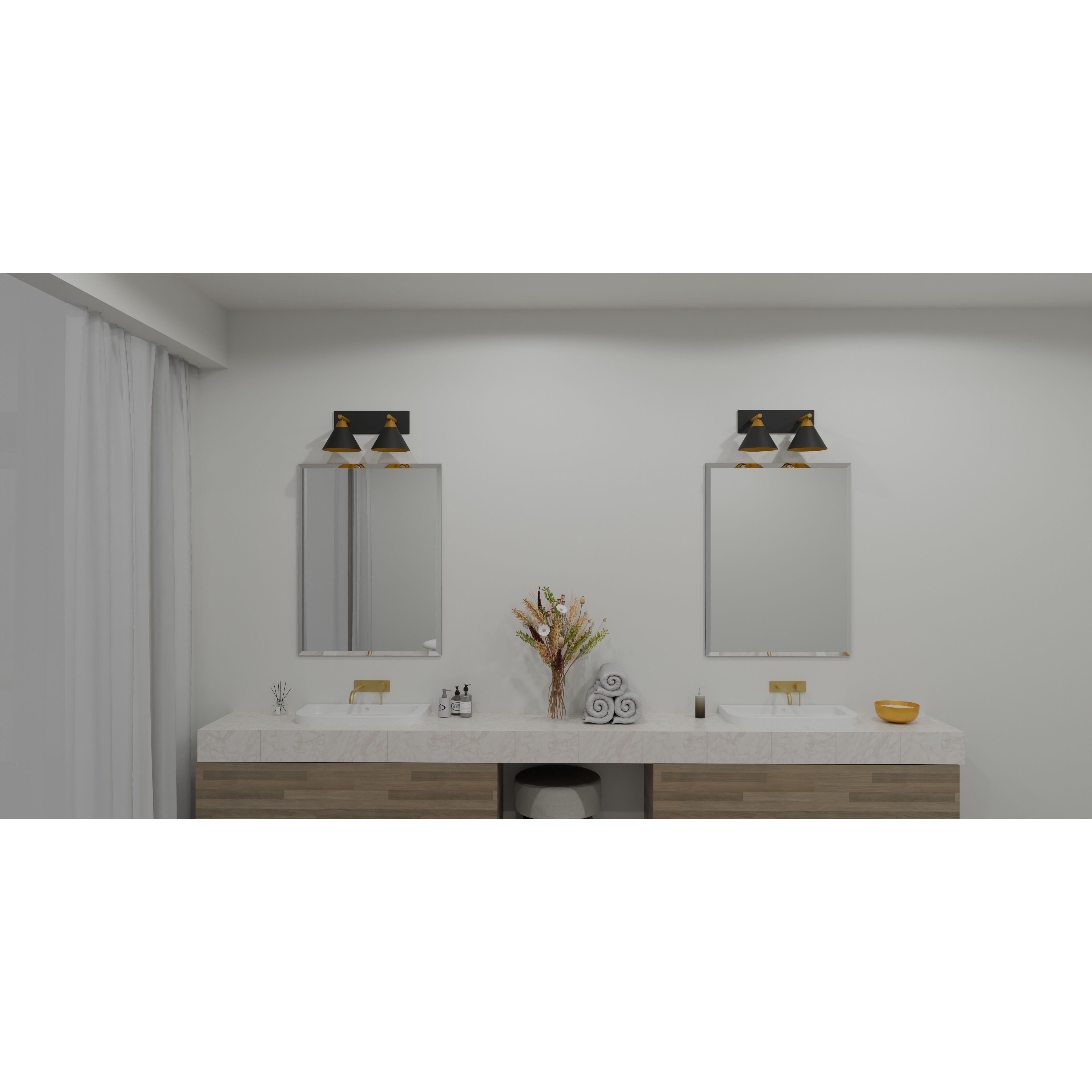 Mastro 2 Light 17.75 inch Matte Black Bath Light Wall Light, Medium