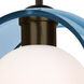 Mana LED Bronze Stem Pendant Ceiling Light in Transparent Blue with Opal Glass