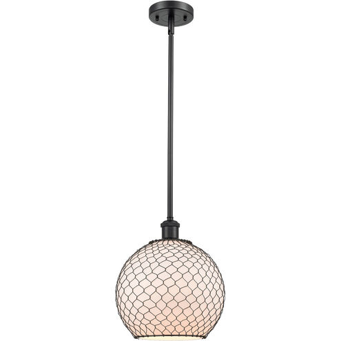 Ballston Large Farmhouse Chicken Wire LED 10 inch Matte Black Pendant Ceiling Light, Ballston