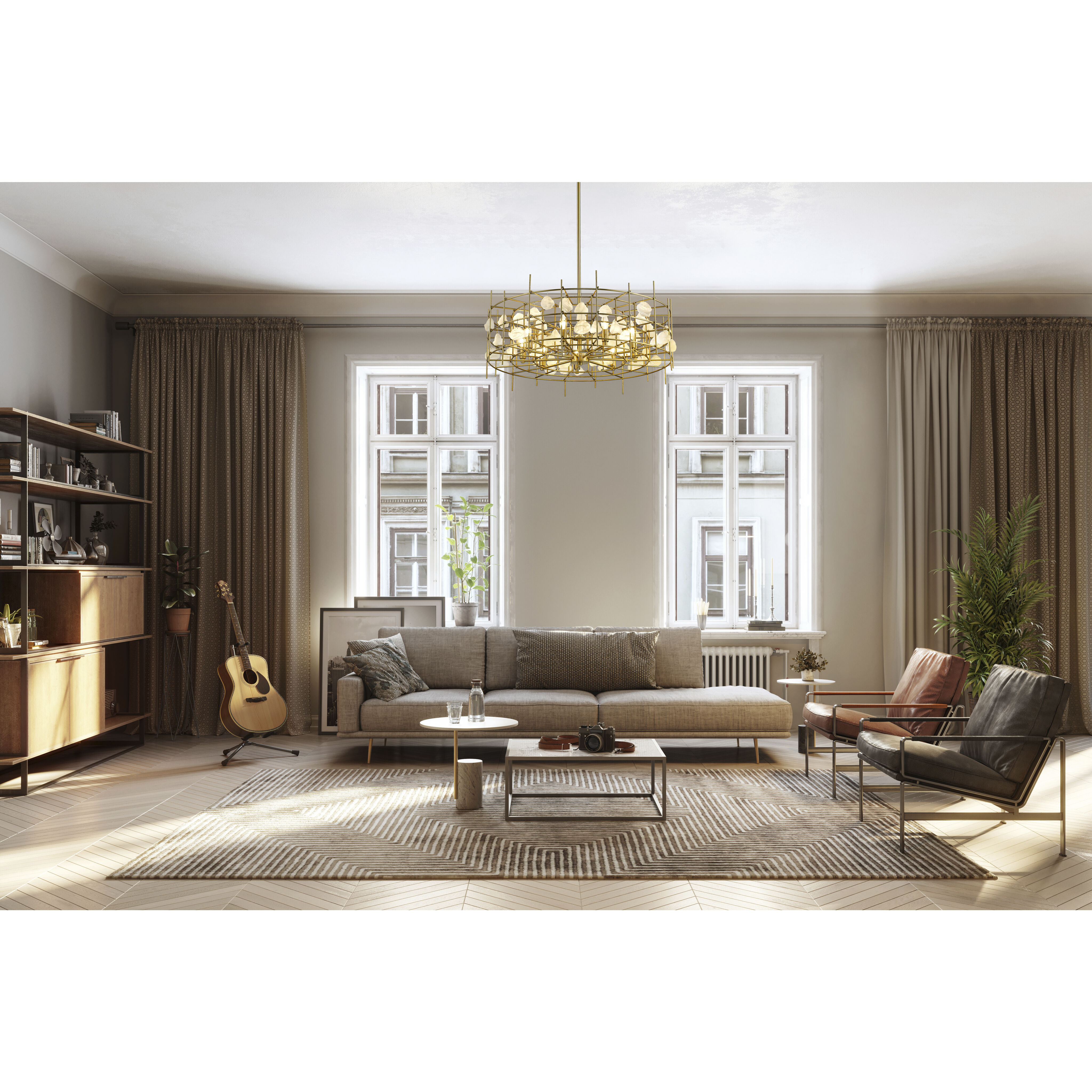 Garroway 9 Light 32 inch Aged Brass Chandelier Ceiling Light