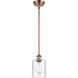 Ballston Cobbleskill LED 5 inch Antique Copper Pendant Ceiling Light in Clear Glass, Ballston