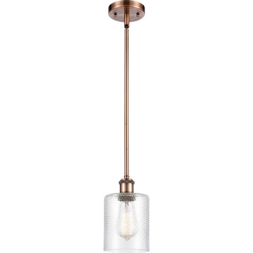 Ballston Cobbleskill LED 5 inch Antique Copper Pendant Ceiling Light in Clear Glass, Ballston