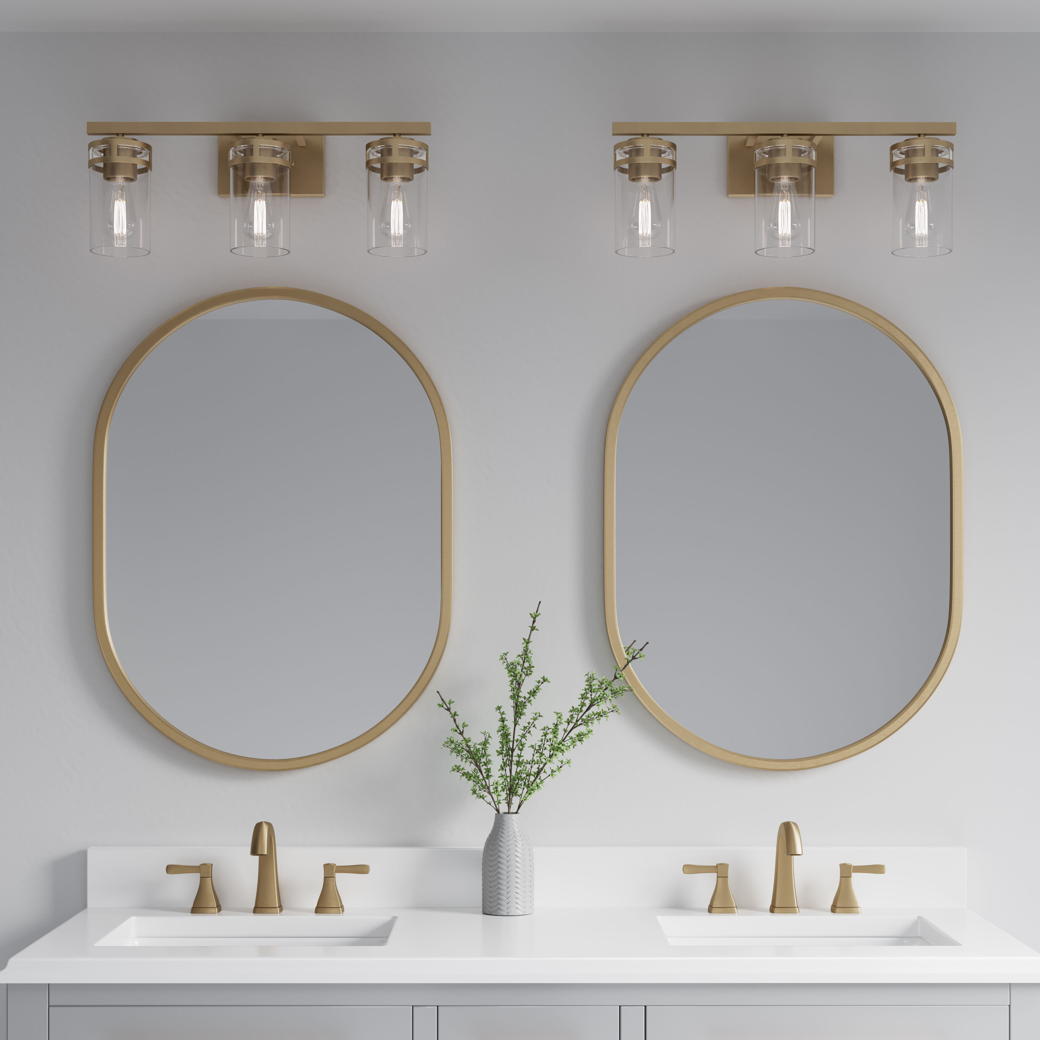 Lunden 3 Light 22 inch Modern Gold Bathroom Vanity Light Wall Light