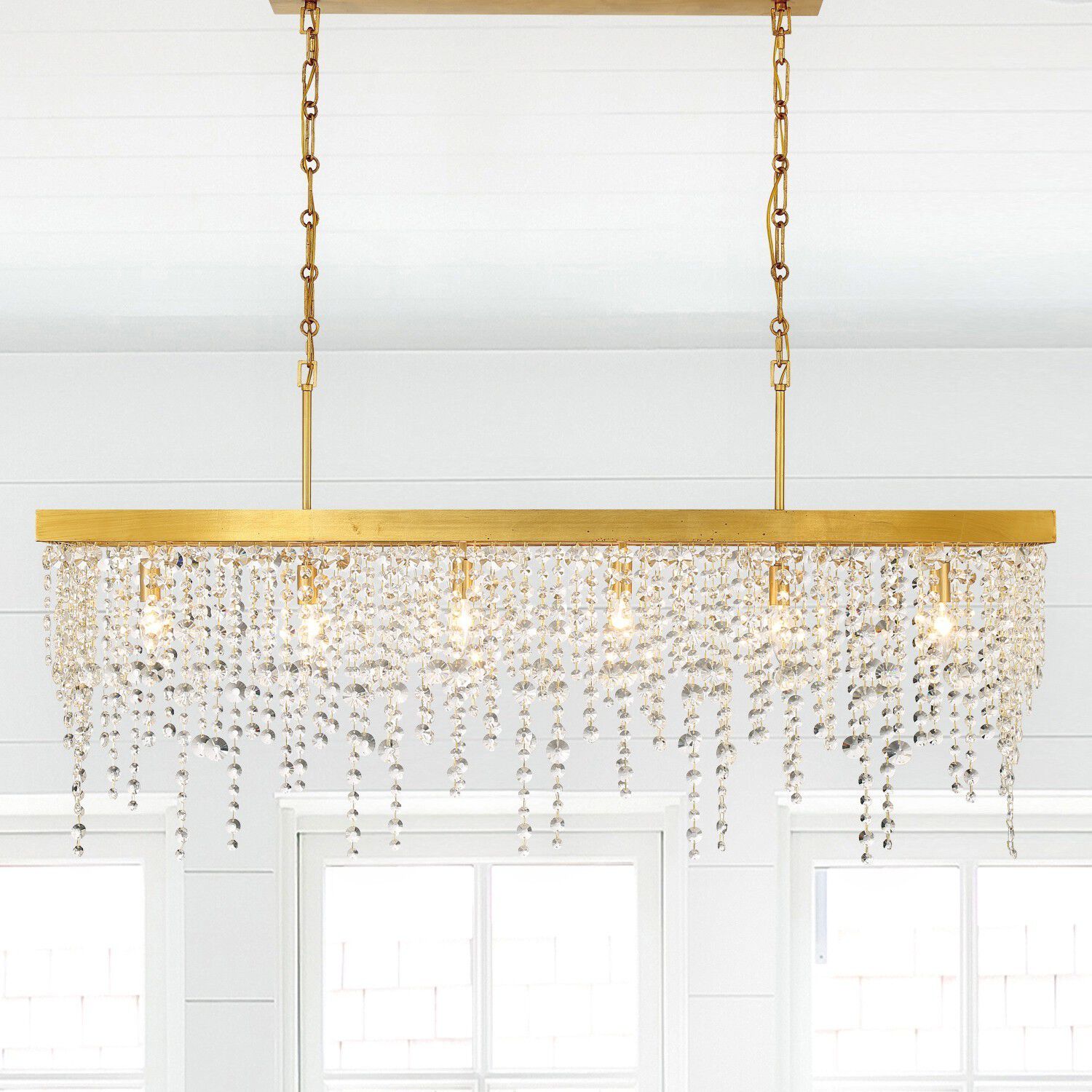 Winham 6 Light 49 inch Antique Gold Linear Chandelier Ceiling Light