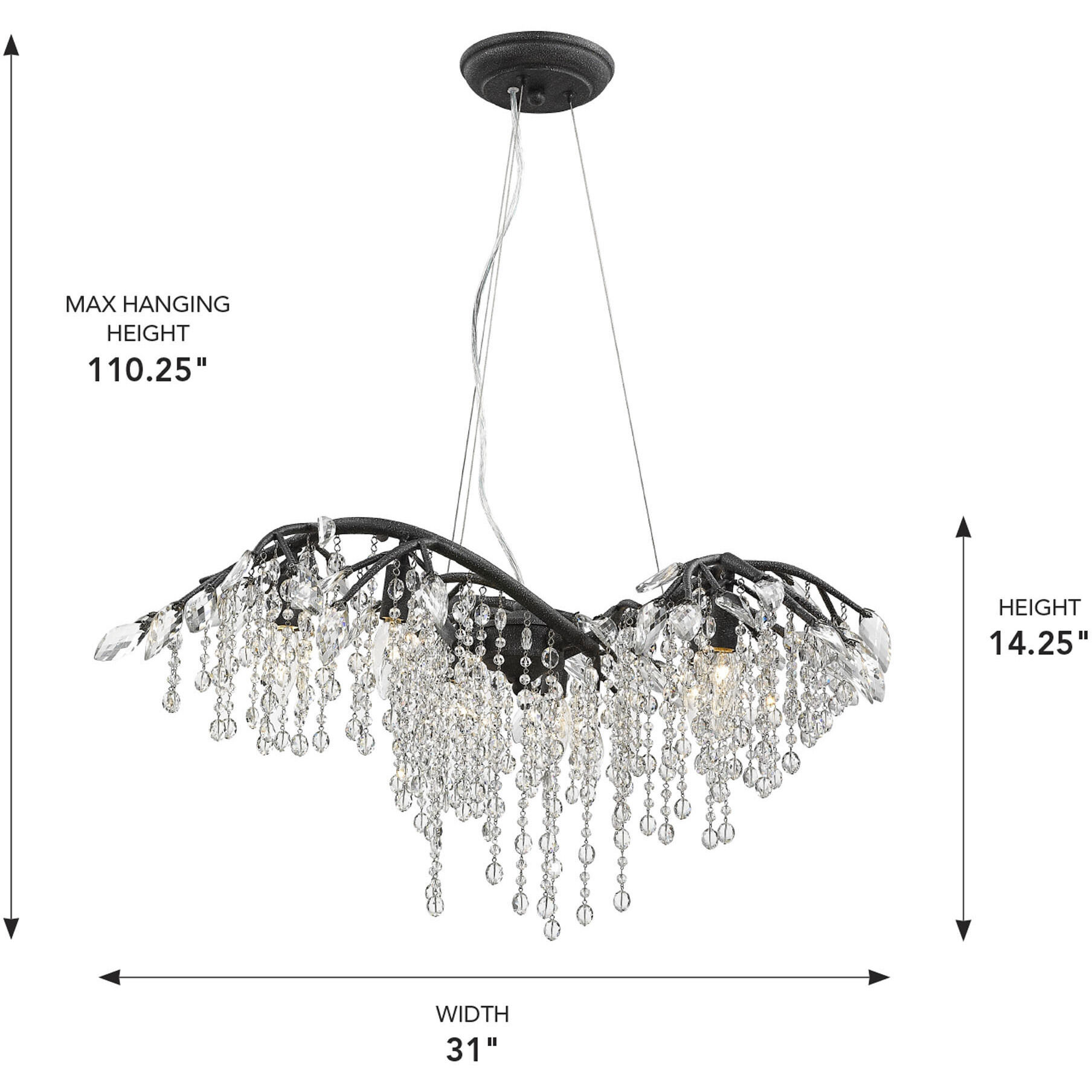 Autumn Twilight 6 Light 31 inch Black Iron Chandelier Ceiling Light, Large