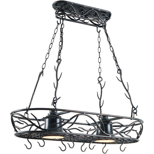 Twigs 2 Light 40 inch Blackened Bronze Pot Rack Ceiling Light