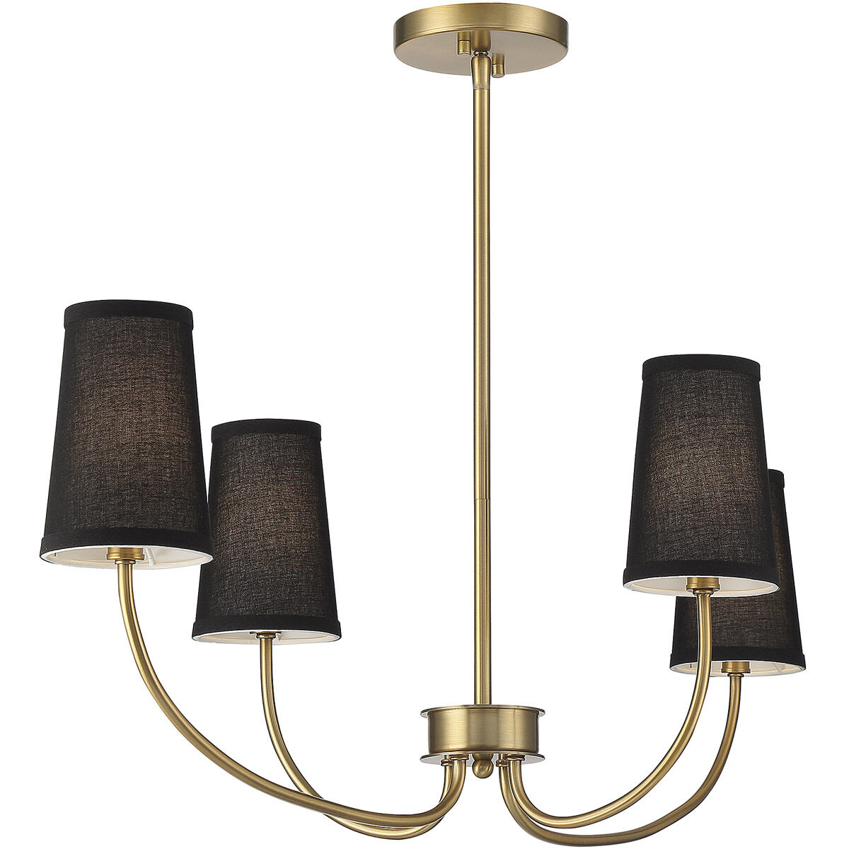 Scandinavian 4 Light 38 inch Natural Brass Chandelier Ceiling Light