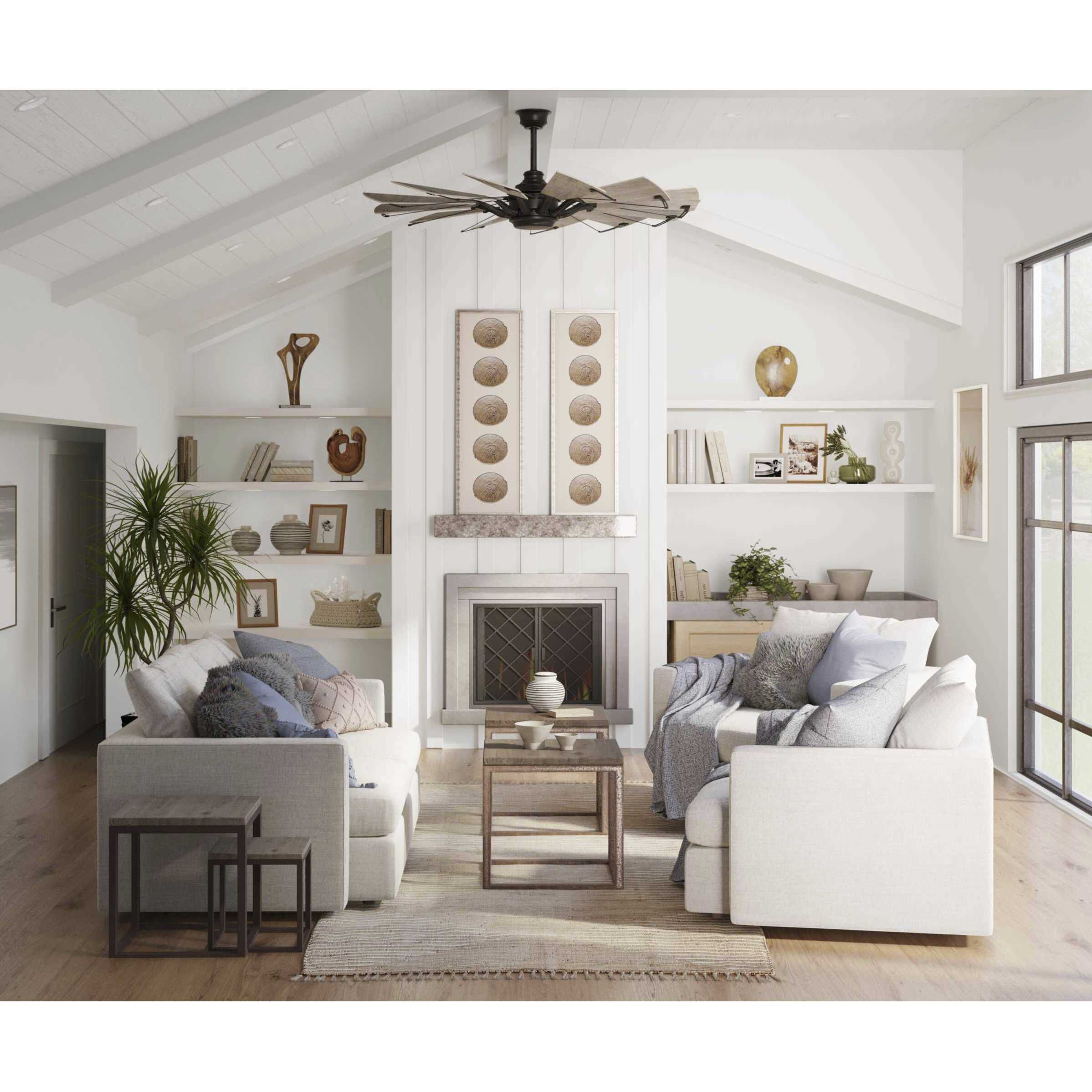 Springer 60 inch Matte Black with Rustic Charcoal Blades Ceiling Fan