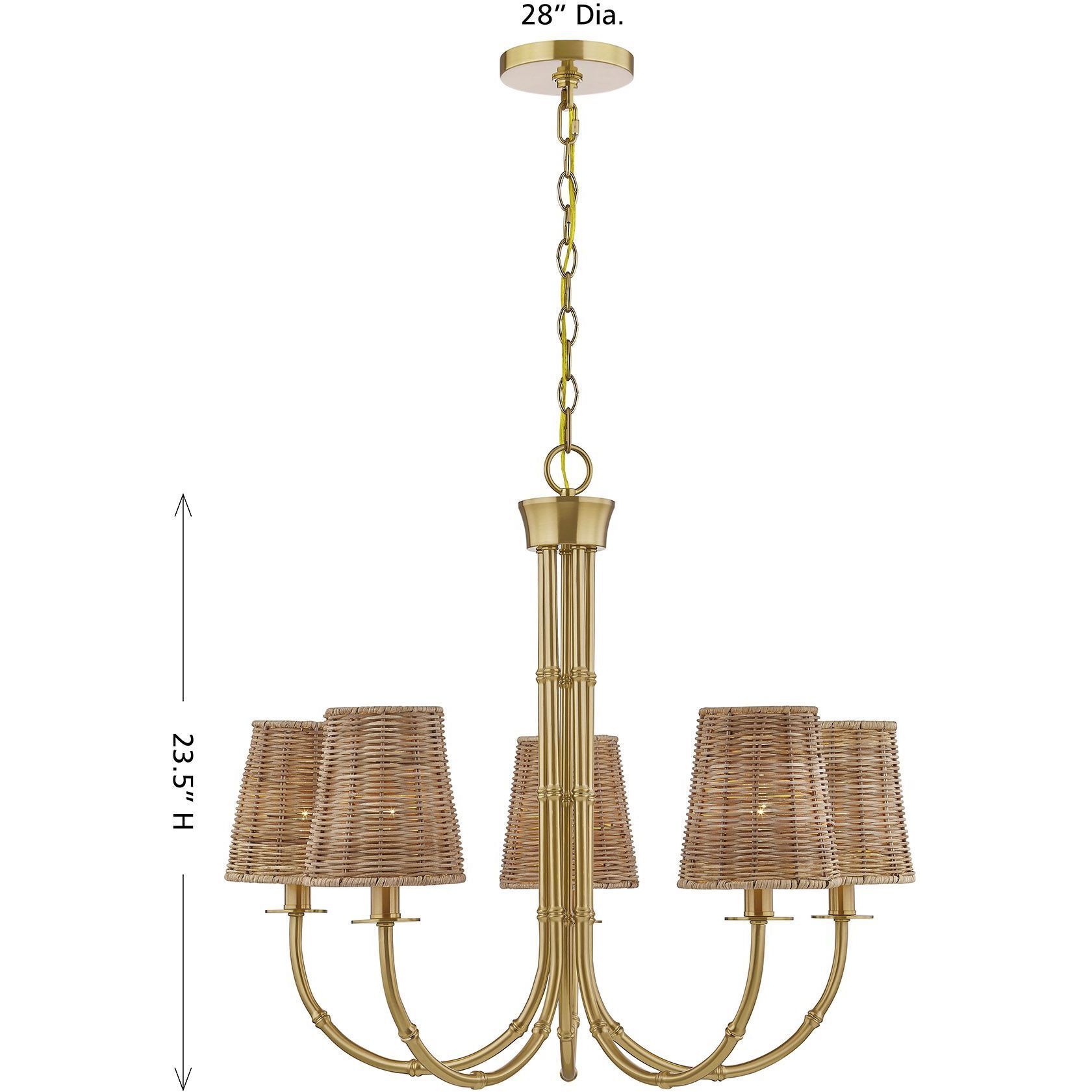 Ashbury 5 Light 27.5 inch Warm Brass Chandelier Ceiling Light