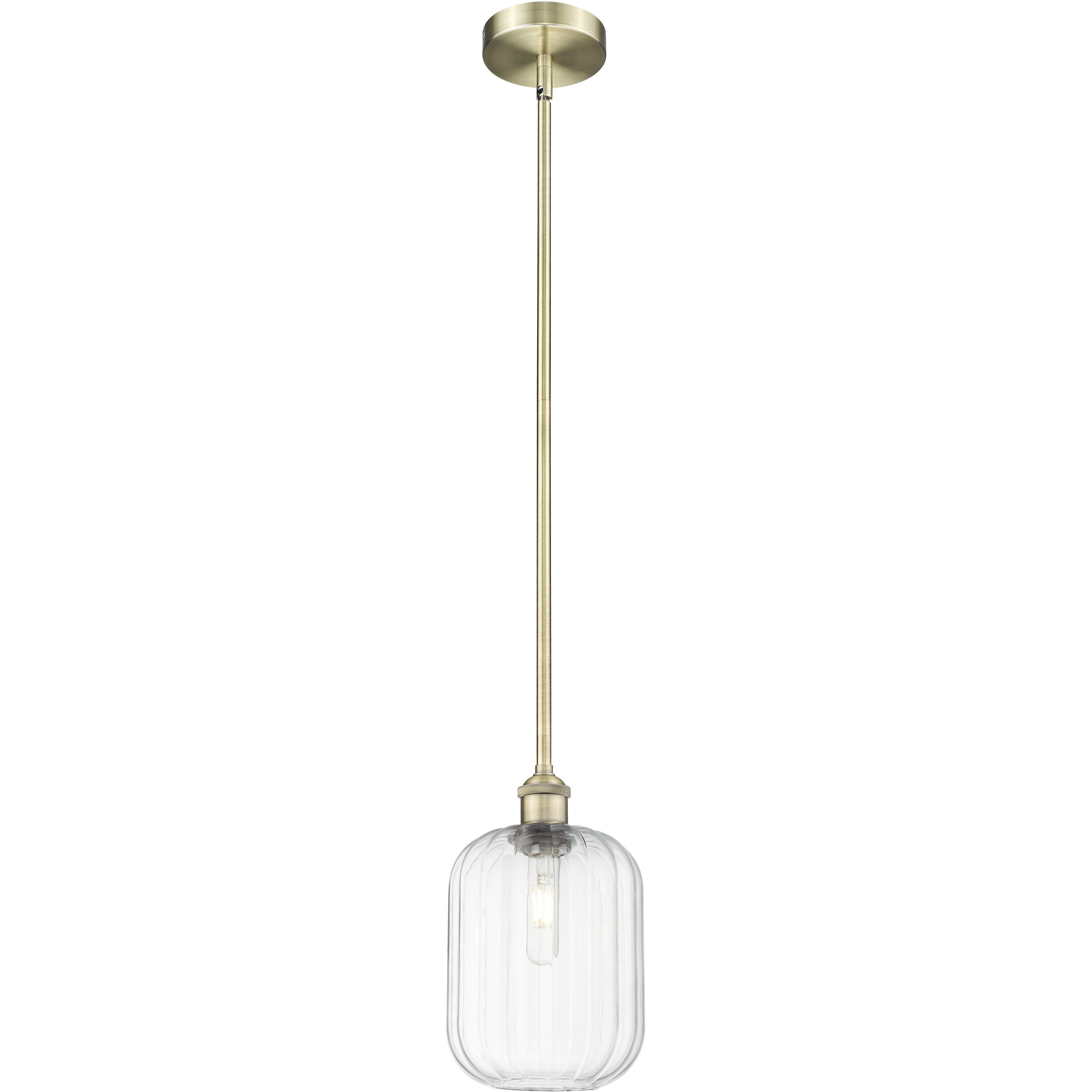 Edison Preston 1 Light 6.75 inch Antique Brass Mini Pendant Ceiling Light in Clear