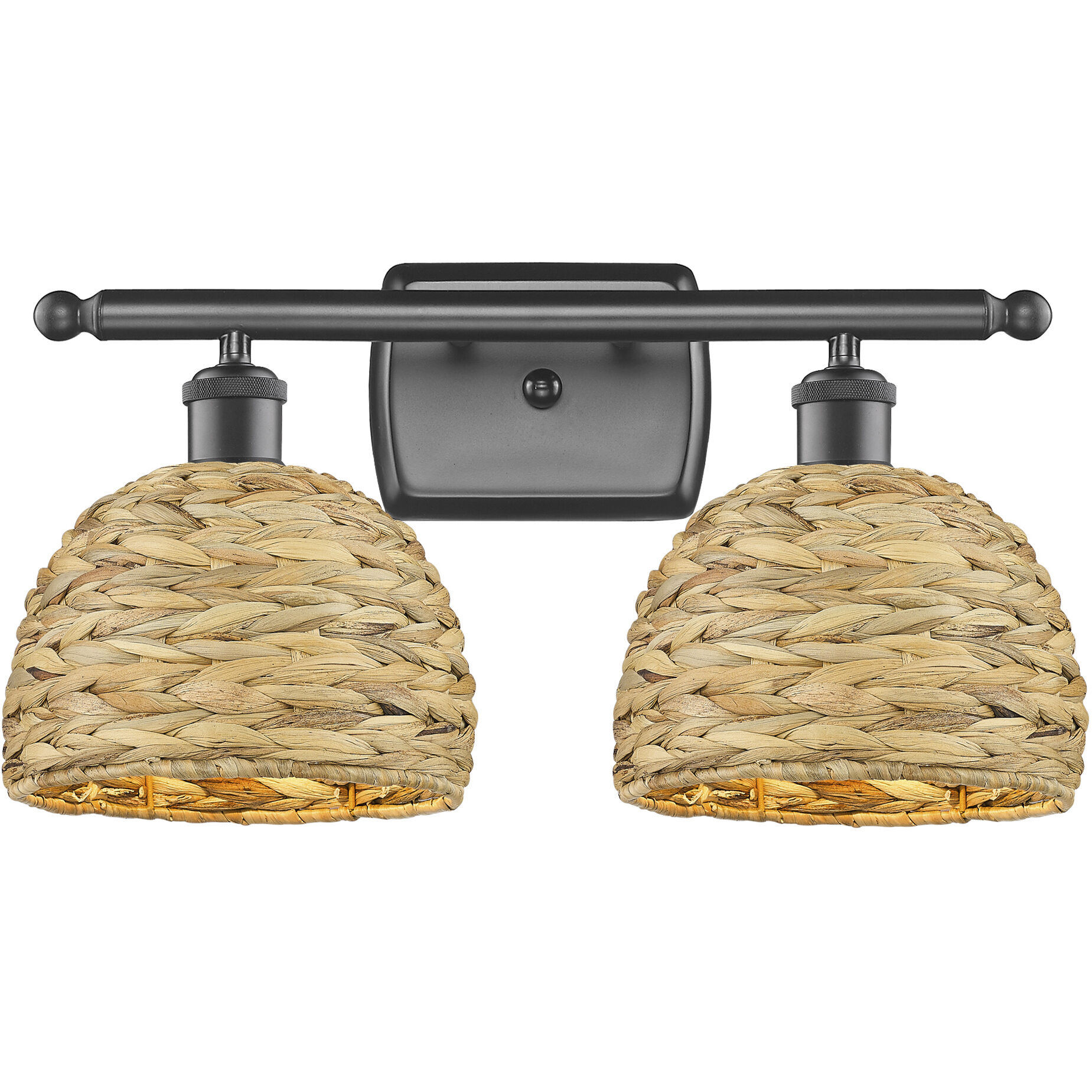 Woven Rattan 2 Light 18 inch Oil Rubbed Bronze Bath Vanity Light Wall Light