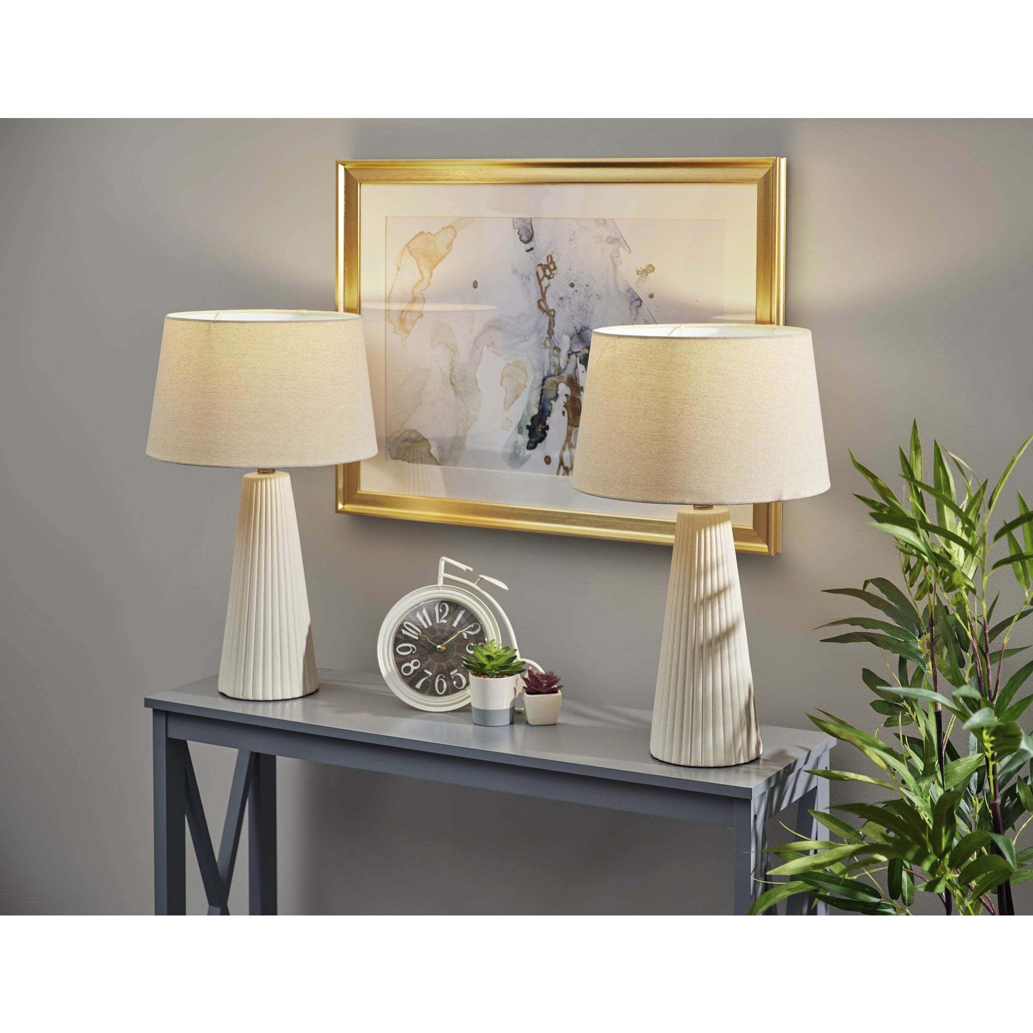 Lana 22.75 inch 100.00 watt Off-White Ribbed Ceramic Table Lamp Portable Light, Simplee Adesso