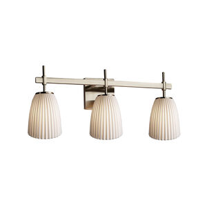 Limoges Union 3 Light 22 inch Brushed Nickel Bath Bar Wall Light in Pleats, Tapered Cylinder, Incandescent