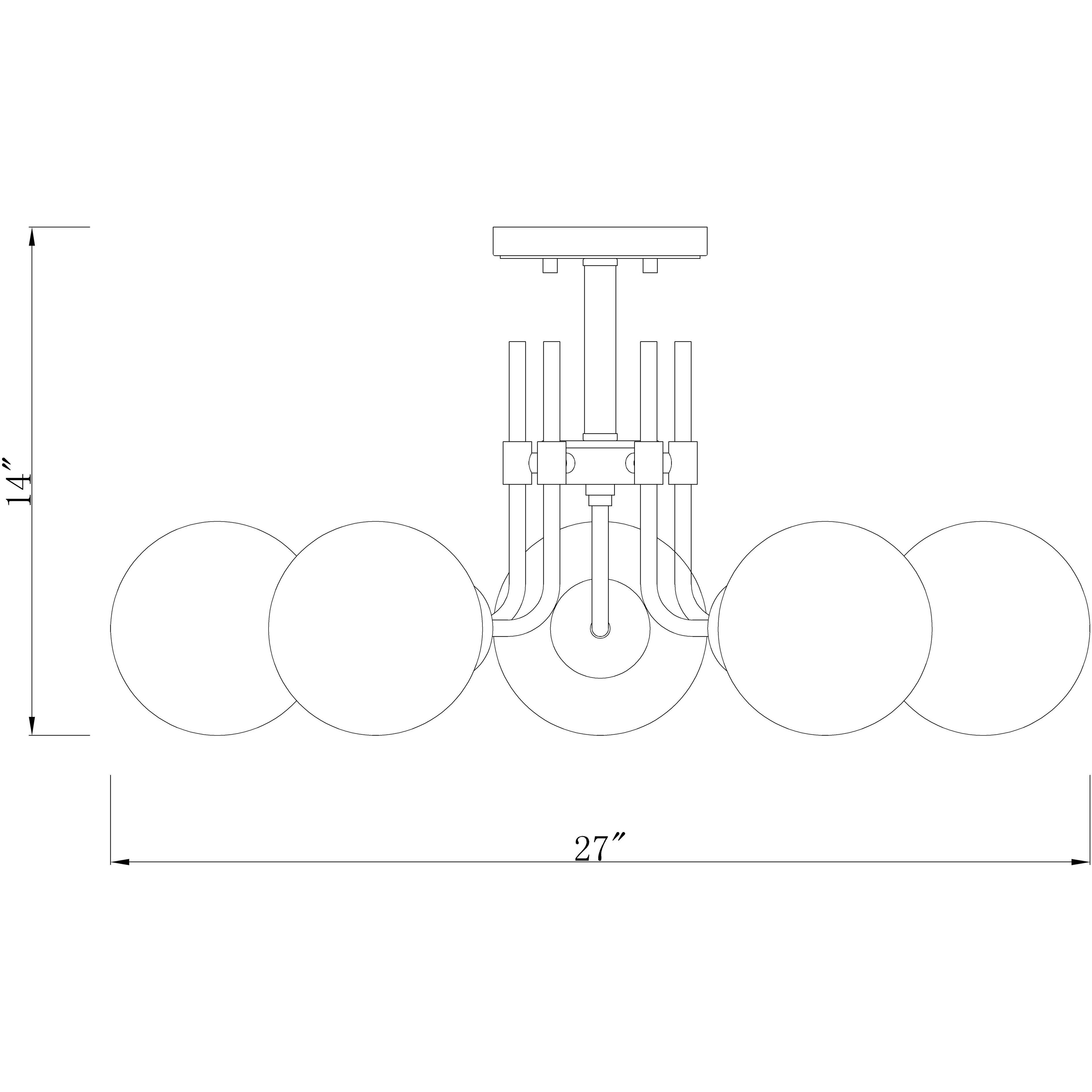 Parsons 5 Light 27 inch Matte Black and Olde Brass Semi Flush Mount Ceiling Light