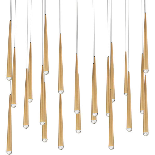 Cascade LED 12 inch Aged Brass Multi-Light Pendant Ceiling Light in 23, Linear, 37in.