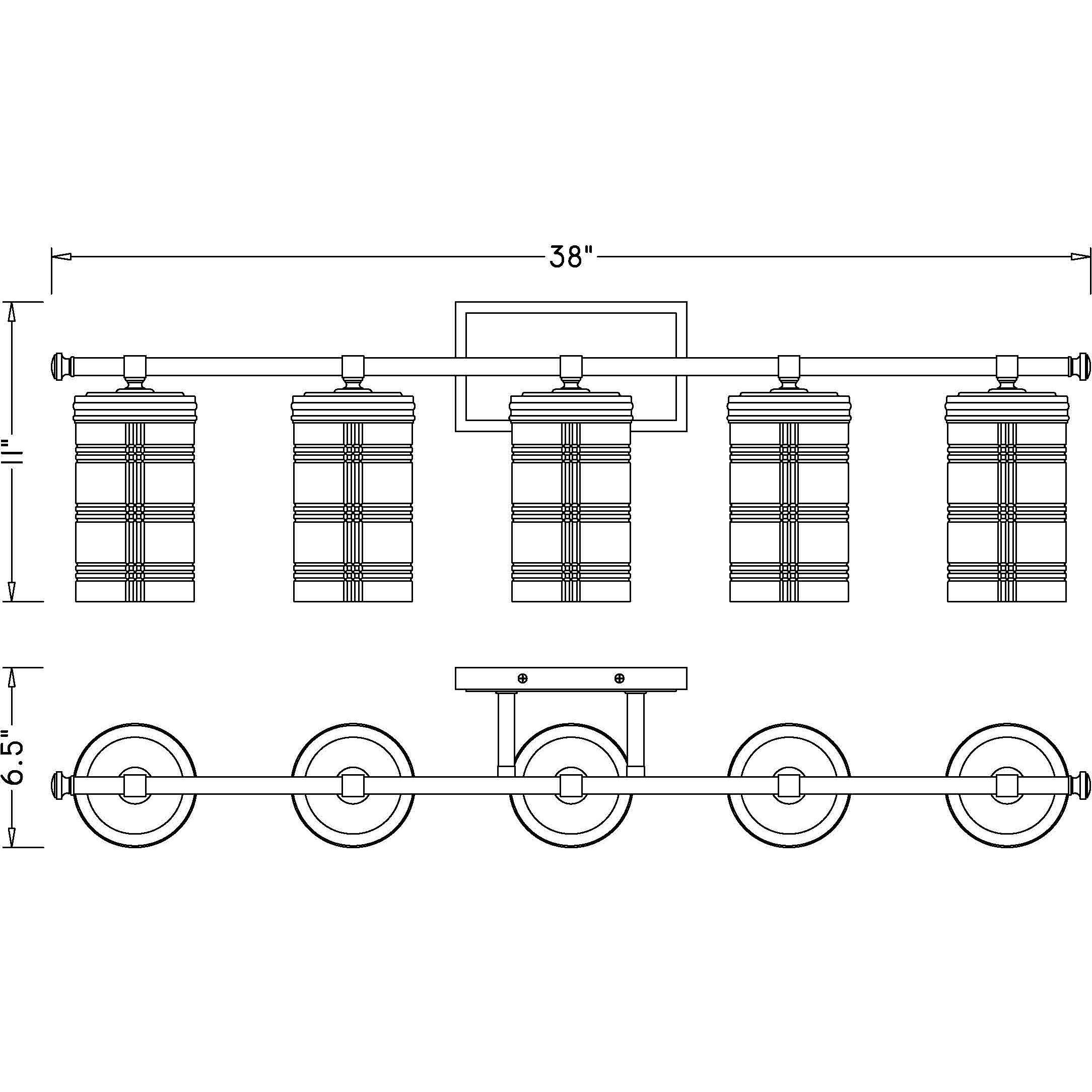 Archer 5 Light 38 inch Polished Nickel Vanity Wall Light