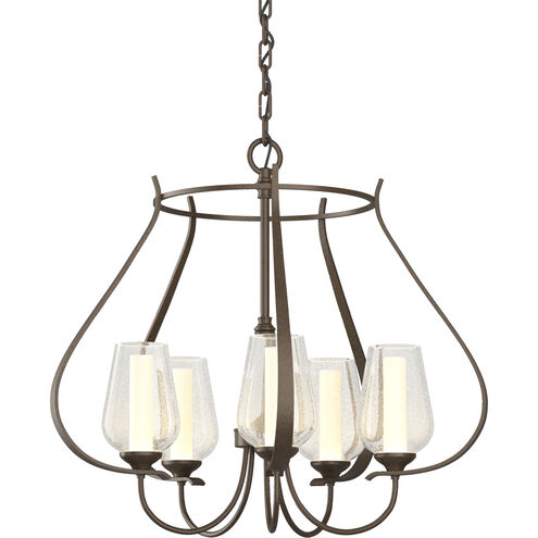 Flora 5 Light 22.2 inch Bronze Chandelier Ceiling Light in Seeded with Opal