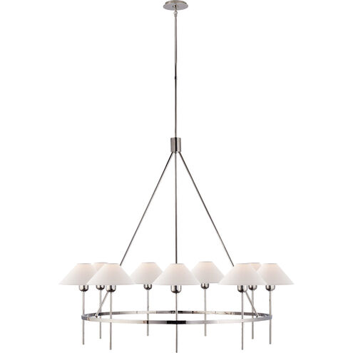 J. Randall Powers Hackney 9 Light 43.25 inch Polished Nickel Chandelier Ceiling Light in Natural Paper, Large