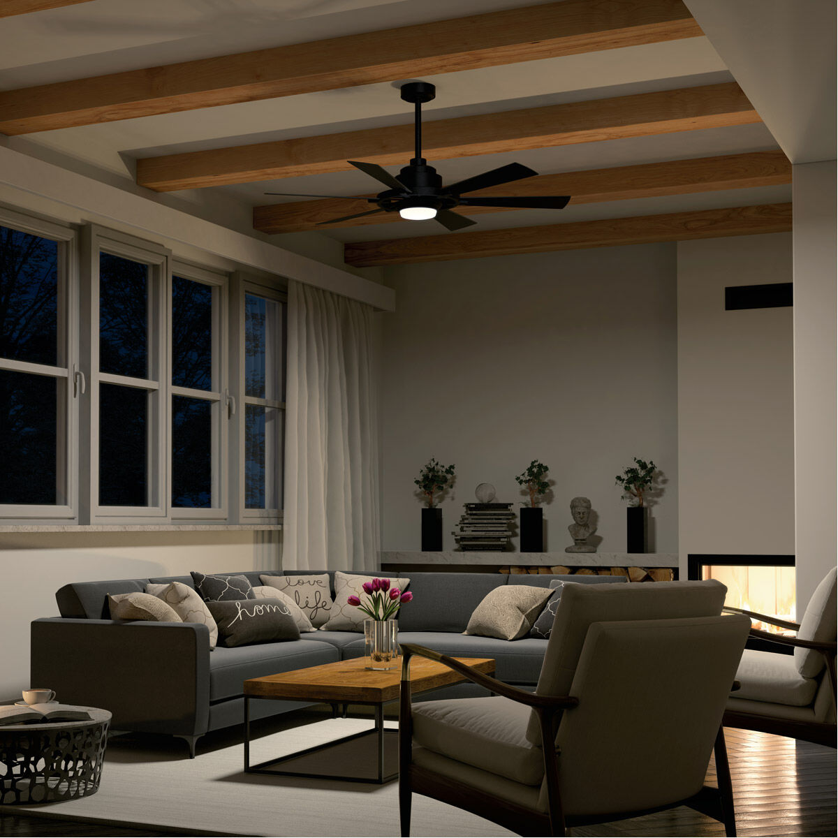 Gentry Lite 52 inch Distressed Black with Walnut Blades Gentry Lite 52 inch Distressed Black with Walnut Blades