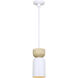Caleb 1 Light 4.75 inch Matte White & Wood Pendant Ceiling Light