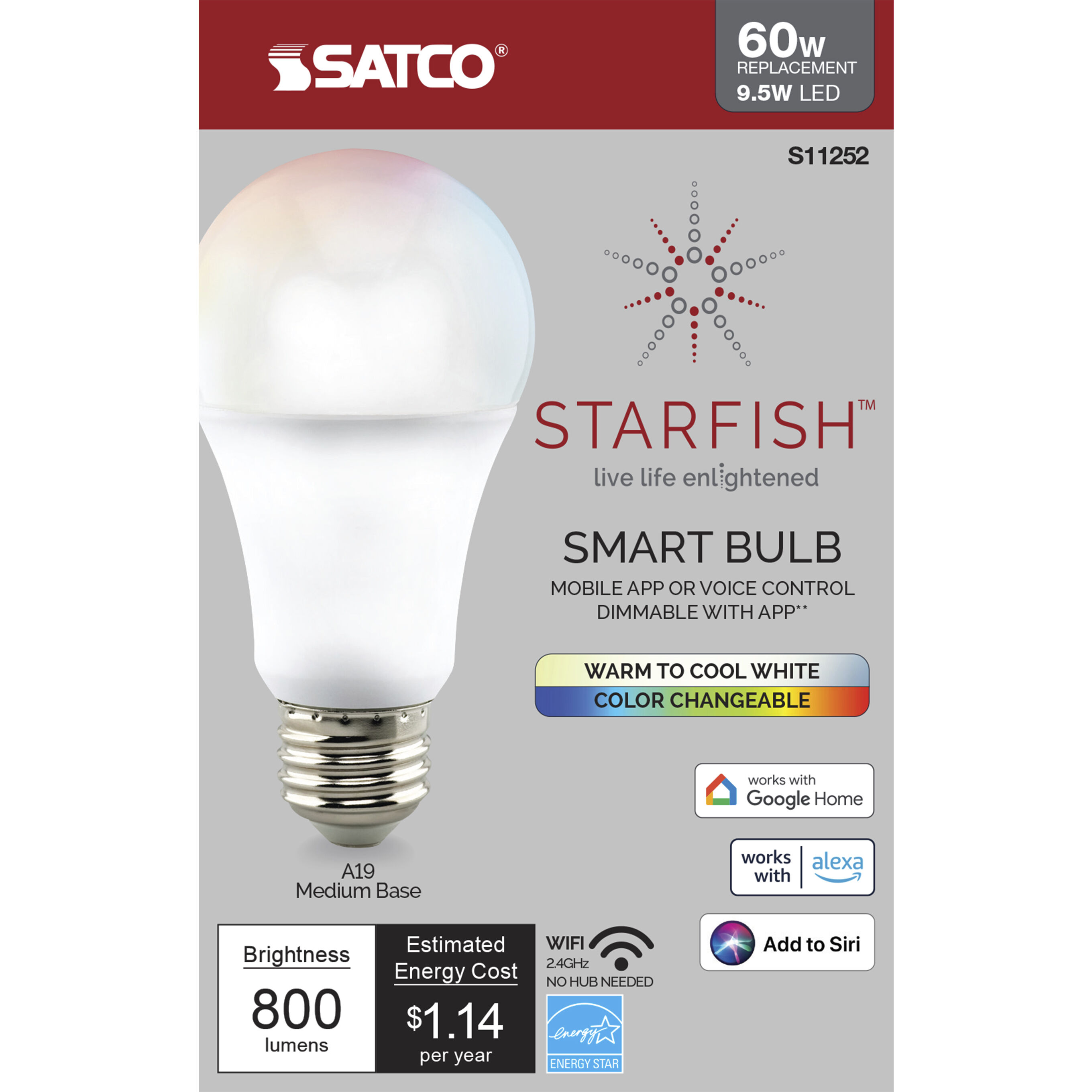 Starfish LED A19 Medium 9.50 watt 2700K Type A 