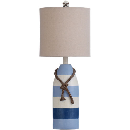 Signature 24.5 inch 100 watt Blue Stripe Table Lamp Portable Light