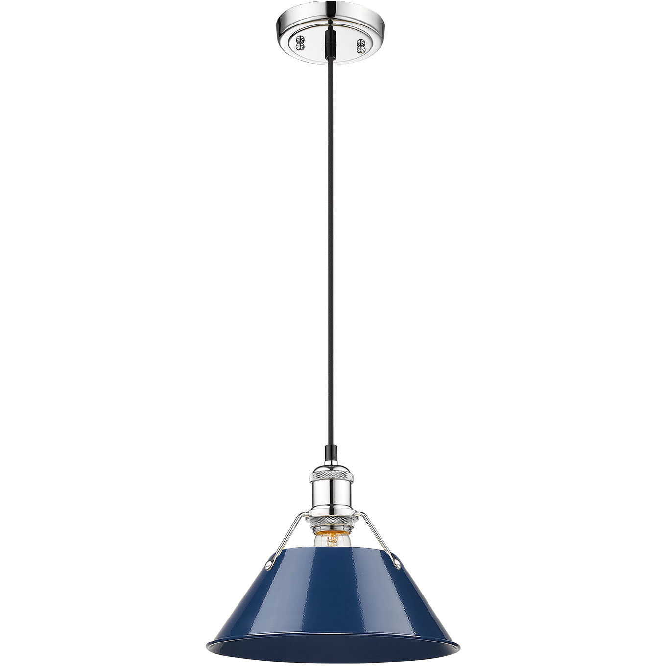 Yep Orwell 1 Light 10 inch Chrome Pendant Ceiling Light in Navy, Damp