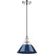 Yep Orwell 1 Light 10 inch Chrome Pendant Ceiling Light in Navy, Damp