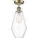 Ballston Cindyrella LED 7 inch Antique Brass Semi-Flush Mount Ceiling Light in Clear Glass