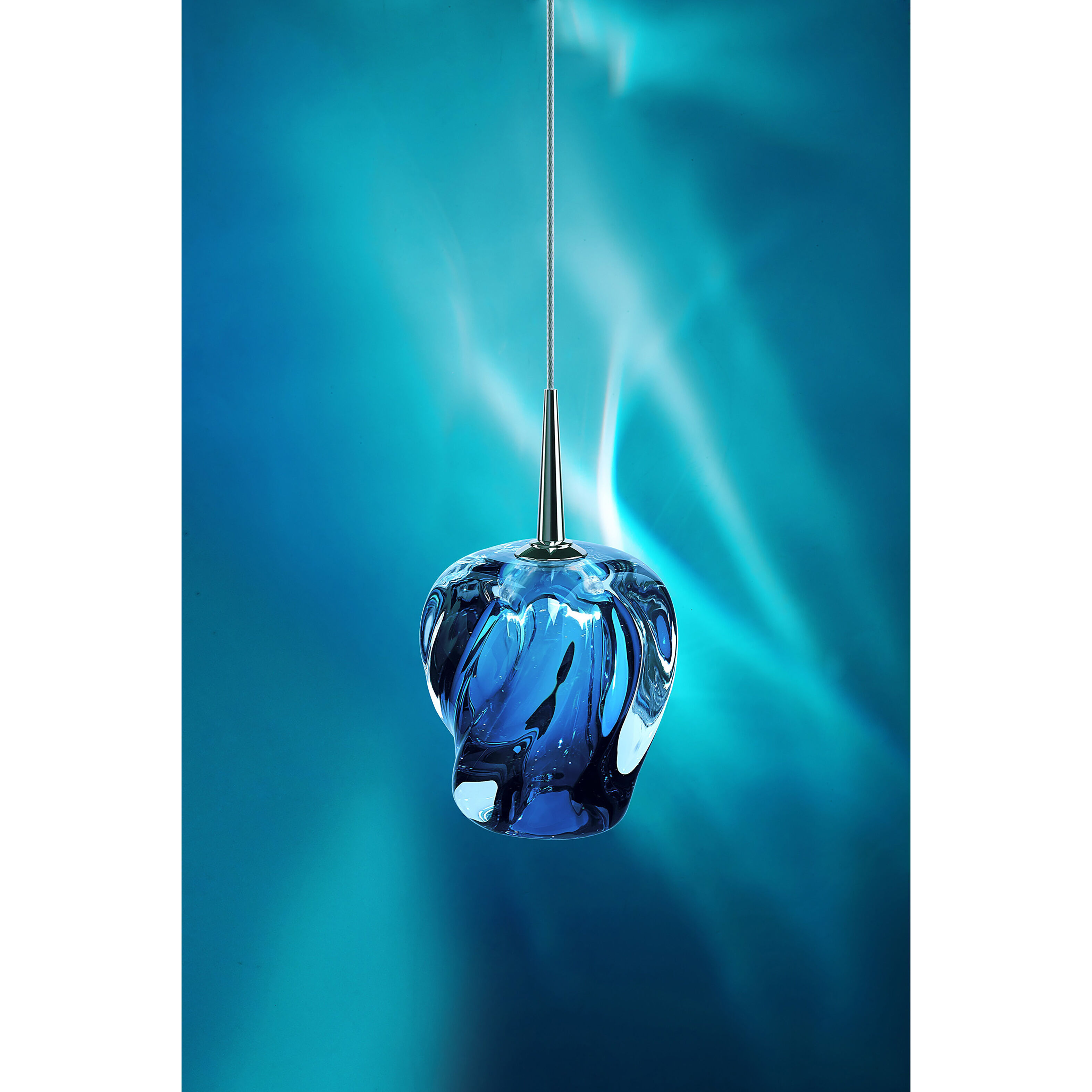 Aurora LED 4.5 inch Chrome Pendant Ceiling Light in Blue Glass