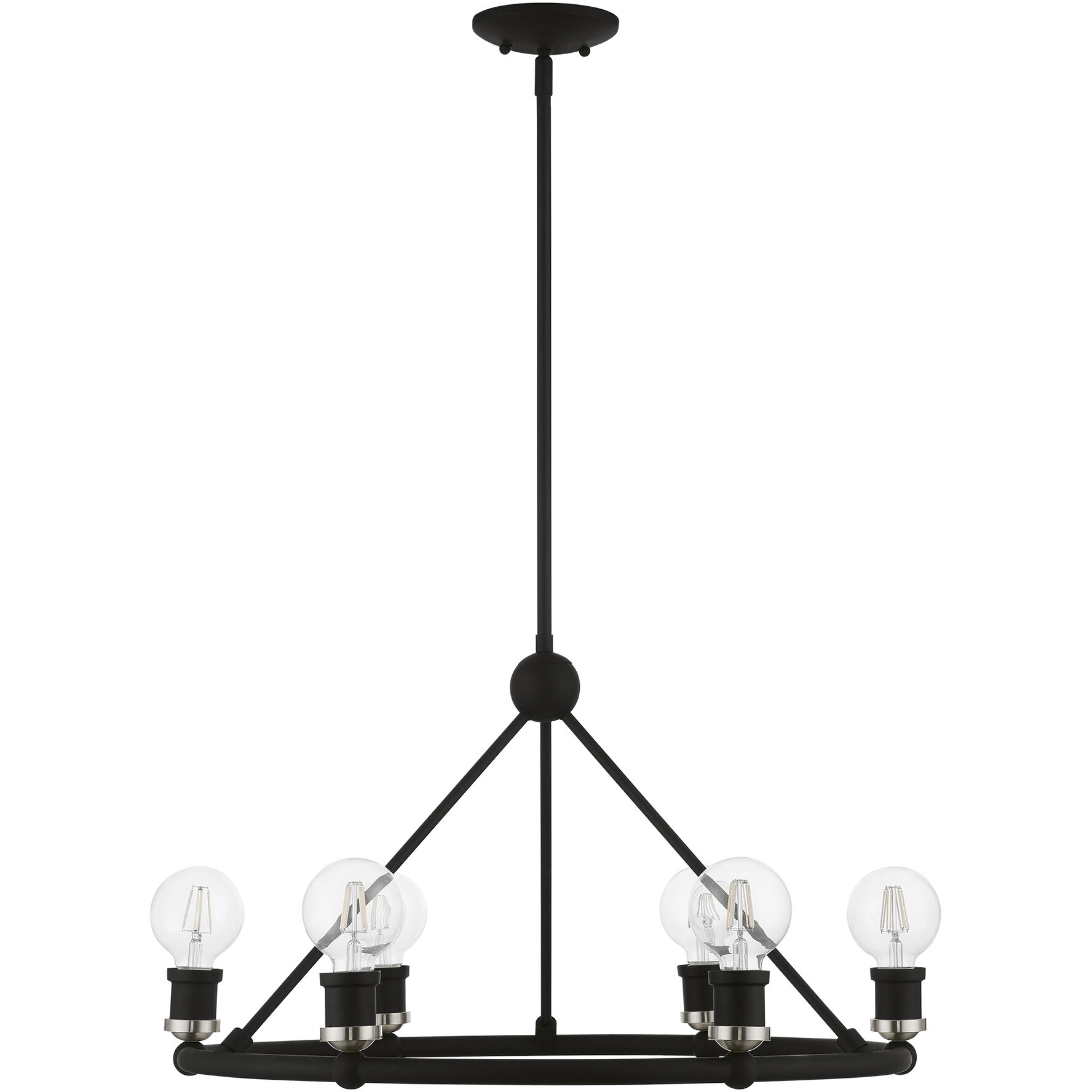 Lansdale 6 Light 25 inch Black with Brushed Nickel Accents Chandelier Ceiling Light